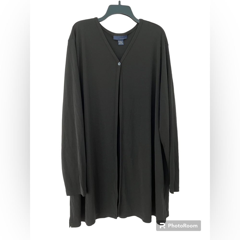 Venezia Womens Long Black One Button Cardigan Jacket  Sz 26/28 EUC